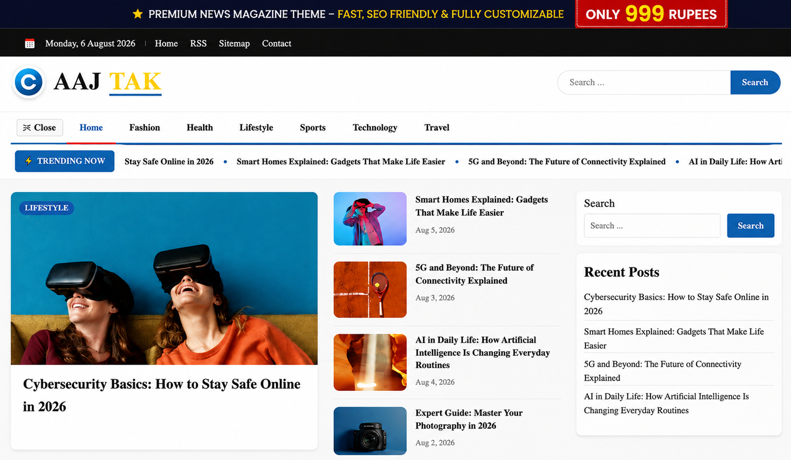 News Portal Premium WordPress Theme - WebTheme.shop