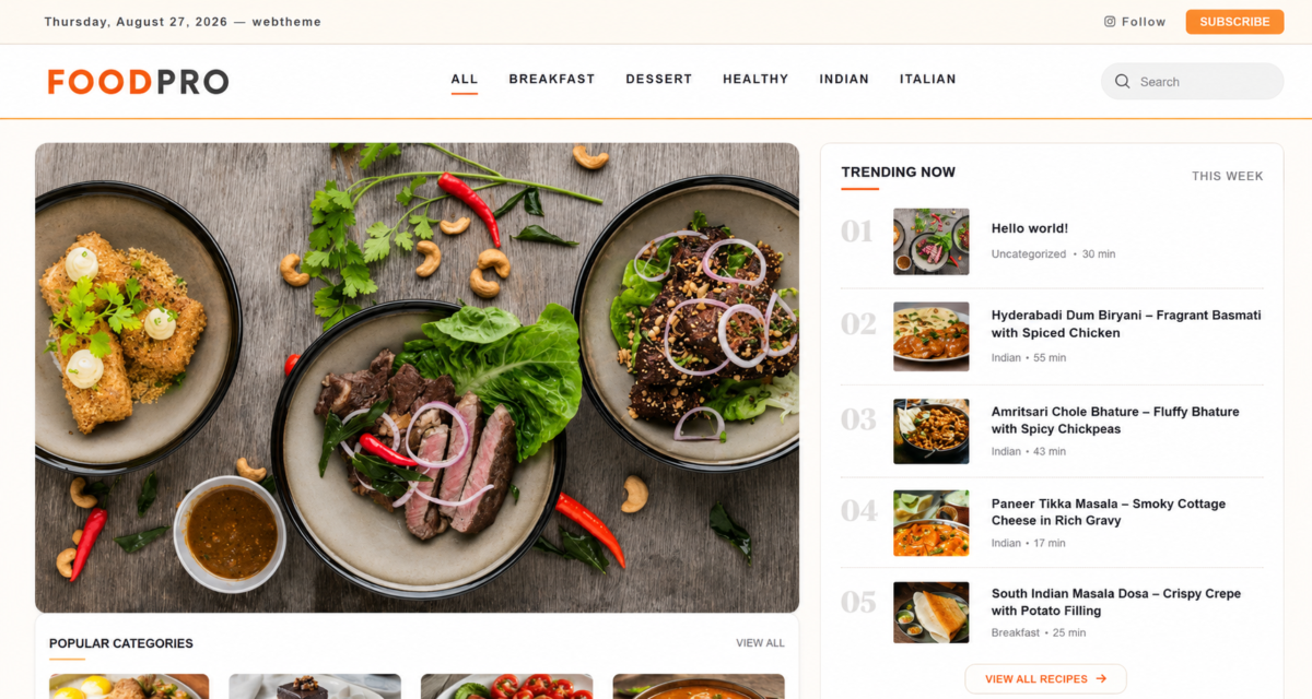 Sahifa Blog Modern Food Recipe WordPress Theme for Food Bloggers & Cooking Websites
