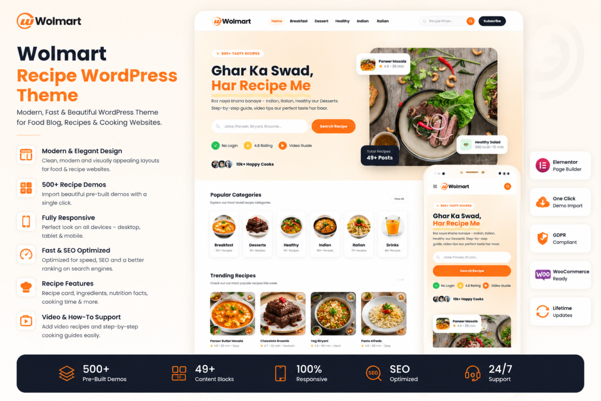 Food Blog – Modern Food Recipe WordPress Theme for Food Bloggers & Cooking Websites