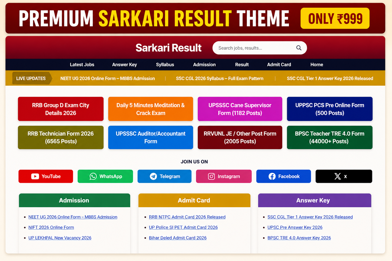 Premium Sarkari Job & WordPress Theme - WebTheme.shop
