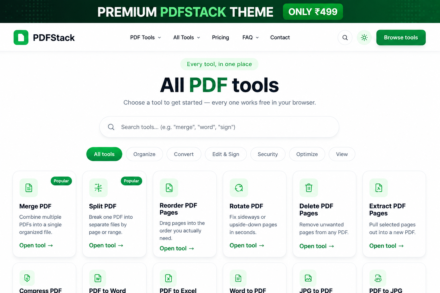 PDFStack WordPress Theme — Build a Profitable PDF Tools Website - WebTheme.shop