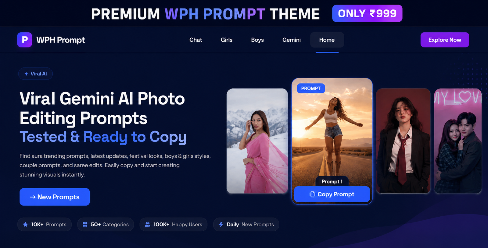 PROMBT AI — Readymad WordPress Theme for AI Prompt Libraries & Content Marketplaces - WebTheme.shop